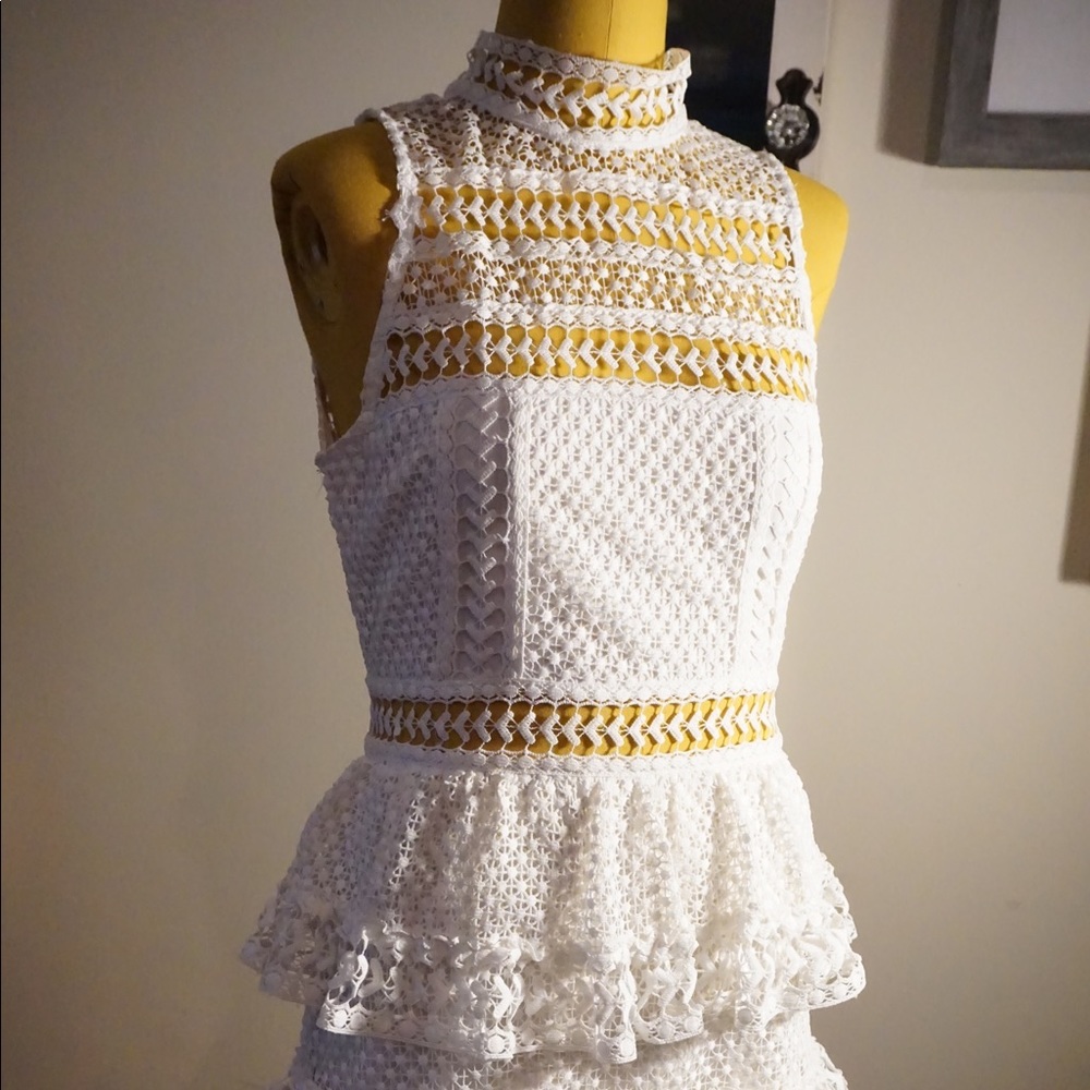 White Lace Dress with tiered skirt